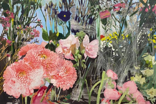 In Bloom, Blumenbild, 2025, L&uuml;beck, 45 x 30 cm, &Ouml;l auf Alu-Dibond