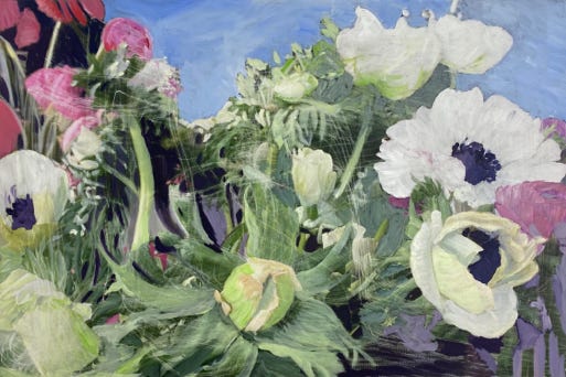 In Bloom, Blumenbild, 2025, L&uuml;beck, 45 x 30 cm, &Ouml;l auf Alu-Dibond