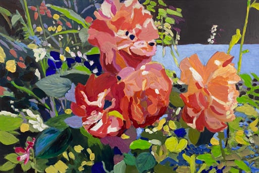 In Bloom, Blumenbild, 2025, L&uuml;beck, 45 x 30 cm, &Ouml;l auf Alu-Dibond