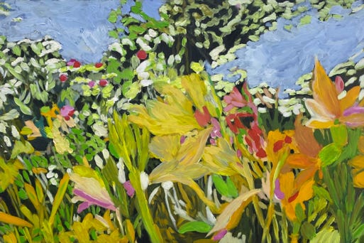 In Bloom, Blumenbild, 2025, L&uuml;beck, 45 x 30 cm, &Ouml;l auf Alu-Dibond